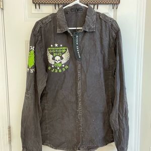 Mens - black Premium Affliction long sleeve button up shirt